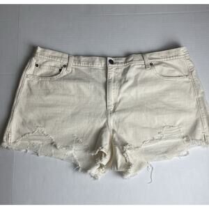 Aerie Plus Size Shorts XXL 44" Waist Off White Distressed Jean Short 11" Reis 2.